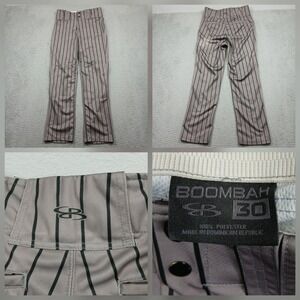 Boombah‎ 3D Baseball Pants Youth Gray Pinstripe Elastic Waist 30